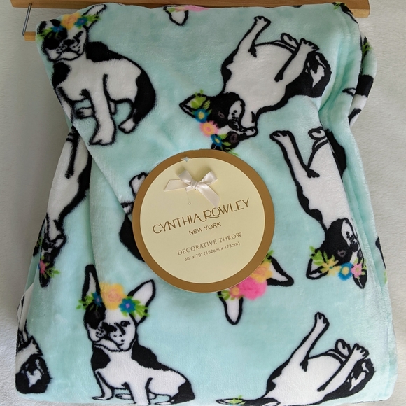 Cynthia Rowley Other - Boston Terrier Frenchie Throw 60" x 70" Plush NWT
